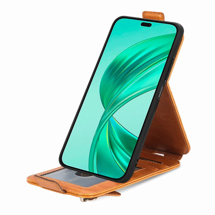 For Honor X8b Zipper Wallet Vertical Flip Leather Phone Case(Brown)