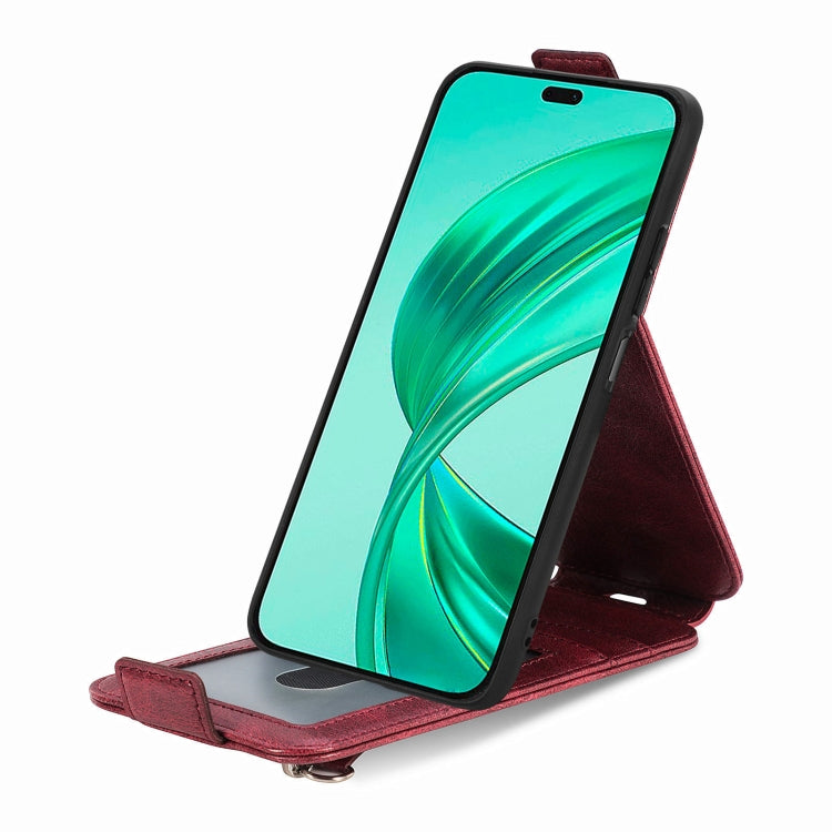 For Honor X8b Zipper Wallet Vertical Flip Leather Phone Case(Red)