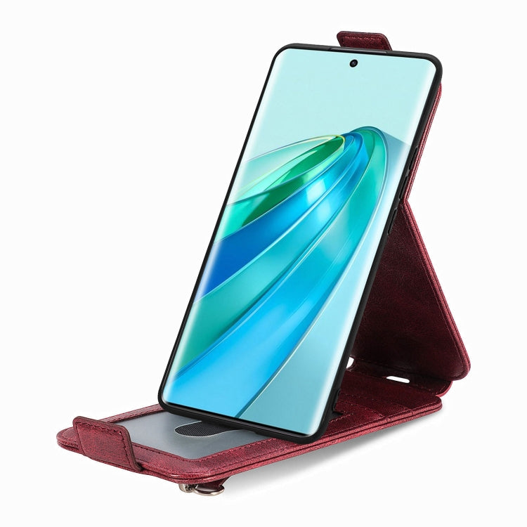 For Honor X40 5G Zipper Wallet Vertical Flip Leather Phone Case(Red)