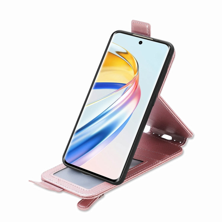 For Honor X9b Zipper Wallet Vertical Flip Leather Phone Case(Pink)