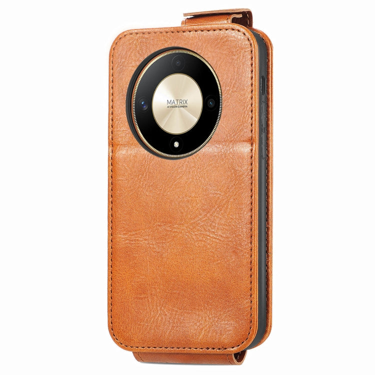 For Honor X9b Zipper Wallet Vertical Flip Leather Phone Case(Brown)
