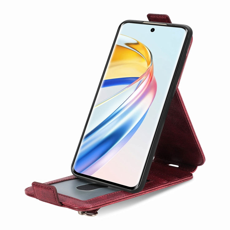 For Honor X9b Zipper Wallet Vertical Flip Leather Phone Case(Red)