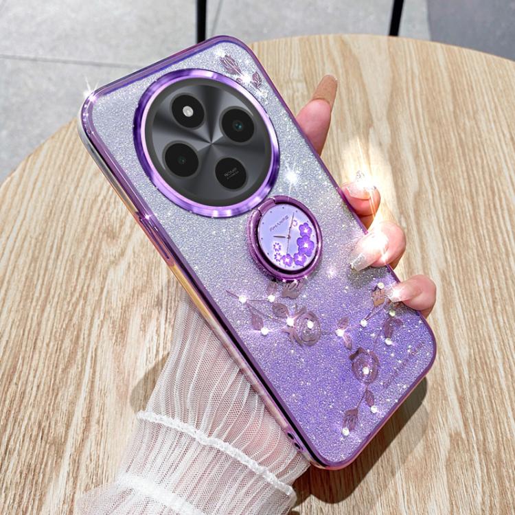For Xiaomi Redmi 14C 4G Gradient Glitter Immortal Flower Ring All-inclusive Phone Case(Purple)