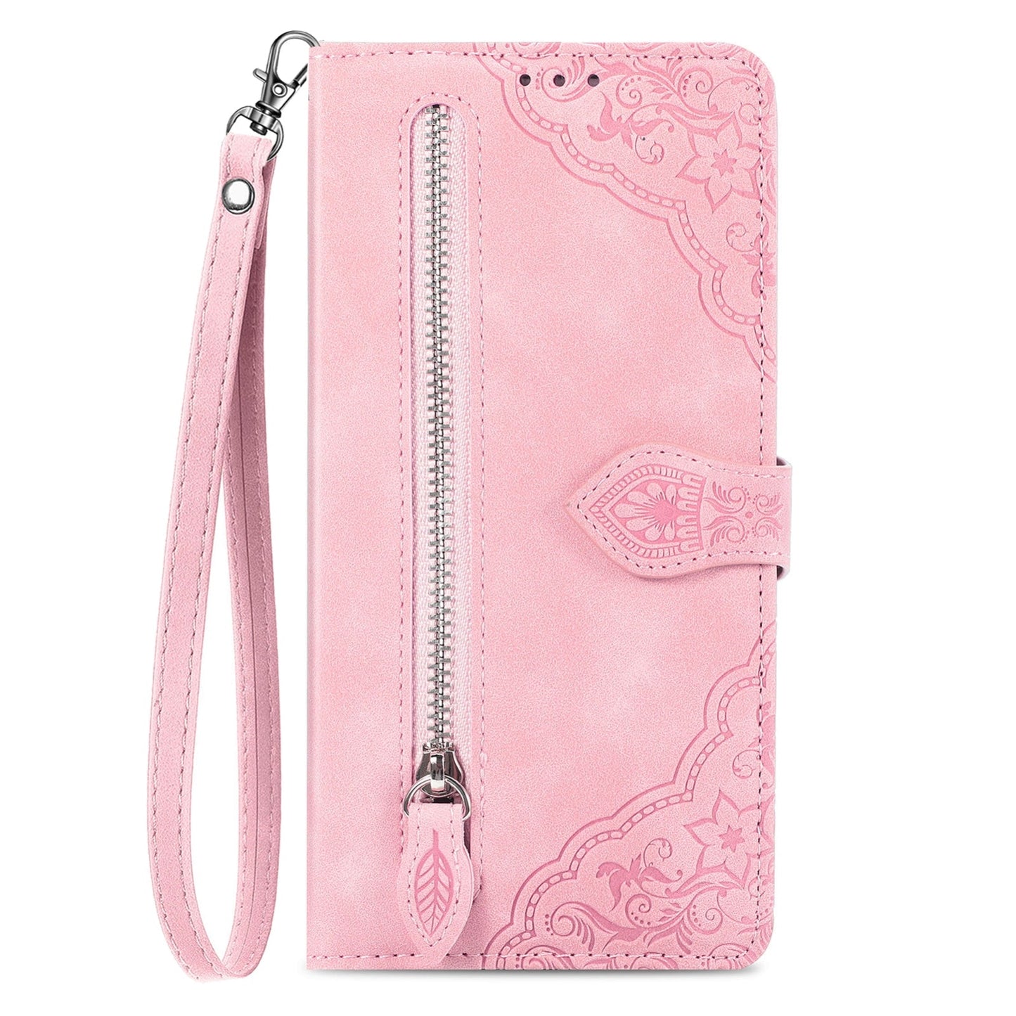 For Xiaomi 15 Pro Embossed Flower Zipper Leather Phone Case(Pink)