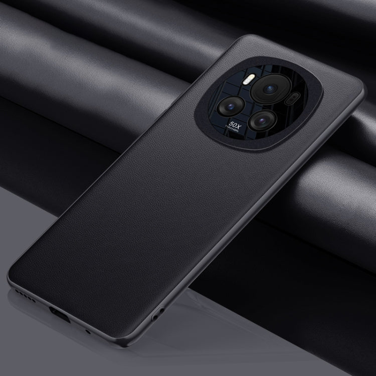 For Honor Magic6 Plain-leather All-inclusive Shockproof Phone Case(Black)