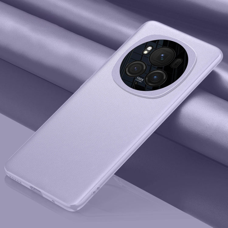 For Honor Magic6 Pro Plain-leather All-inclusive Shockproof Phone Case(Purple)