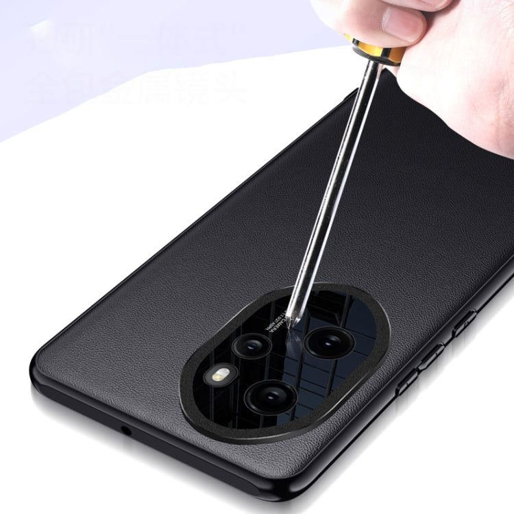 For Honor Magic6 Plain-leather All-inclusive Shockproof Phone Case(Black)