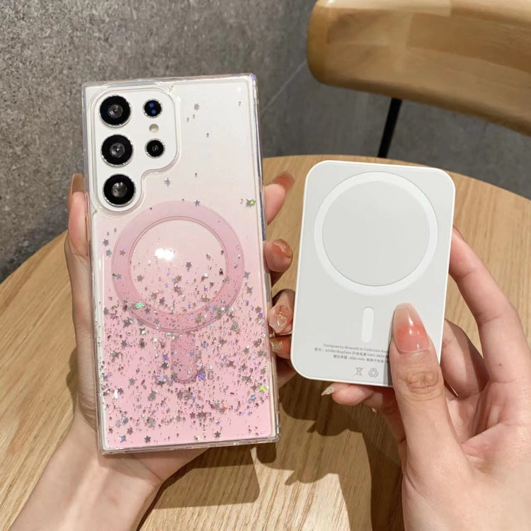 For Samsung Galaxy S24 5G MagSafe Glitter Hybrid Clear TPU Phone Case(White)