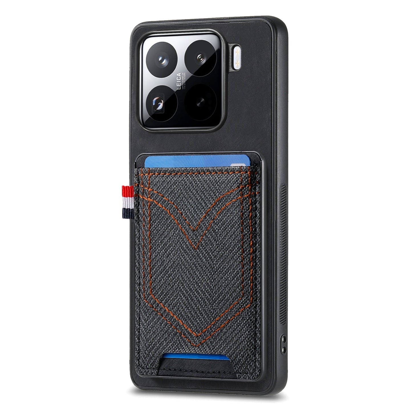 For Xiaomi 15 Pro Denim Texture Leather Skin Phone Case with Card Slot(Black)