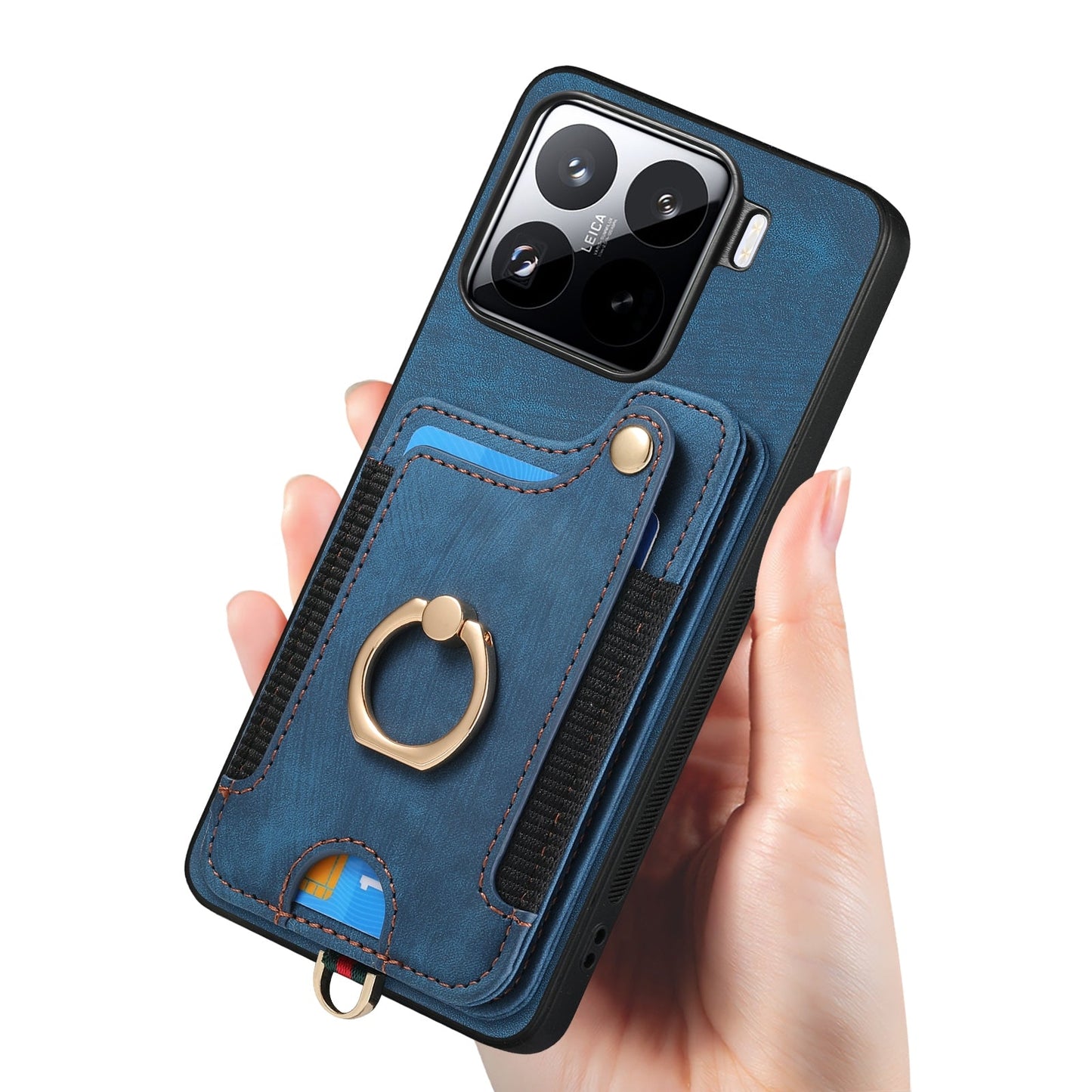 For Xiaomi 15 Retro Skin-feel Ring Multi-card RFID Wallet Phone Case(Blue)