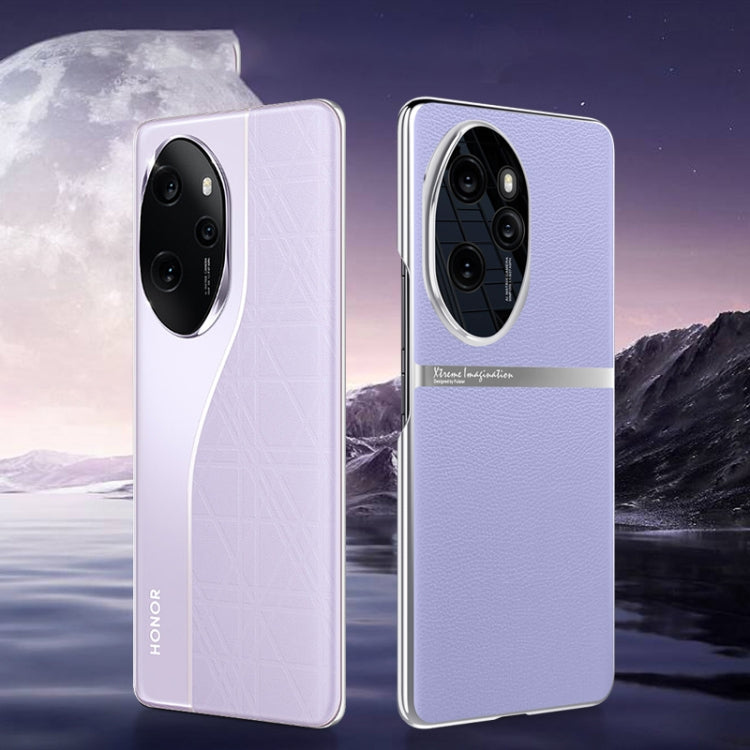For Honor 100 Pro Electroplating Plain-leather All-inclusive Shockproof Phone Case(White)