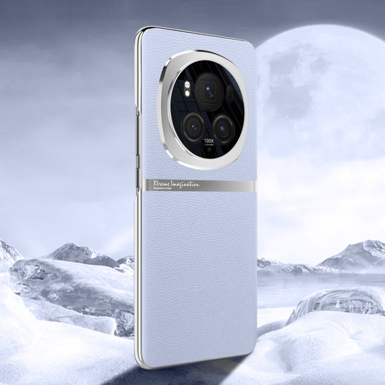 For Honor Magic6 Pro Electroplating Plain-leather All-inclusive Shockproof Phone Case(Purple)