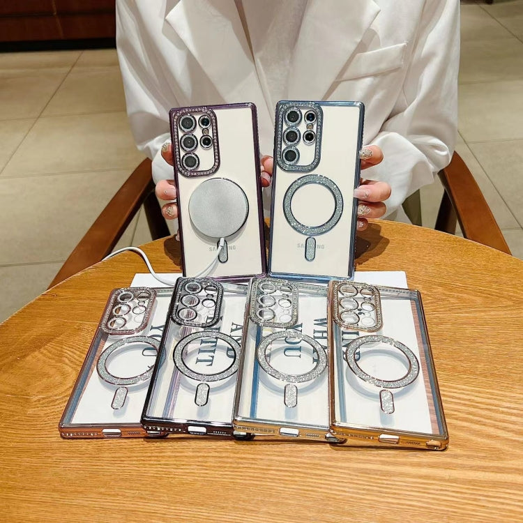 For Samsung Galaxy S24 5G Diamond Gradient Plated MagSafe TPU Phone Case(Silver)