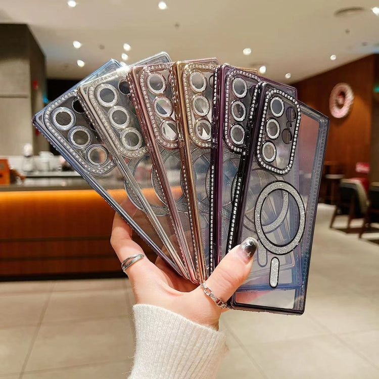 For Samsung Galaxy S24 5G Diamond Gradient Plated MagSafe TPU Phone Case(Silver)