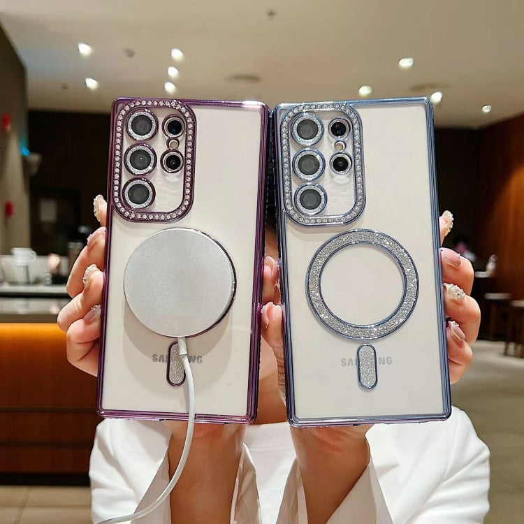 For Samsung Galaxy S24 5G Diamond Gradient Plated MagSafe TPU Phone Case(Pink)