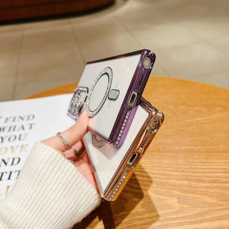 For Samsung Galaxy S24 5G Diamond Gradient Plated MagSafe TPU Phone Case(Pink)