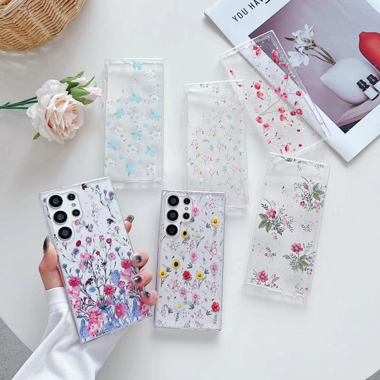 For Samsung Galaxy S24 5G Spring Garden Epoxy TPU Phone Case(F06 Blue and White Flowers)