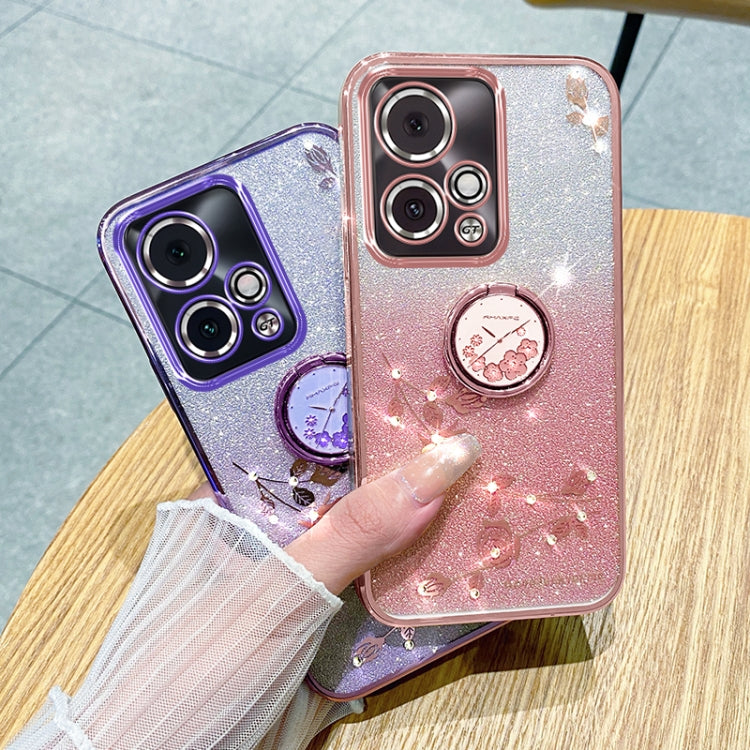 For Honor 90 GT Gradient Glitter Immortal Flower Ring All-inclusive Phone Case(Pink)