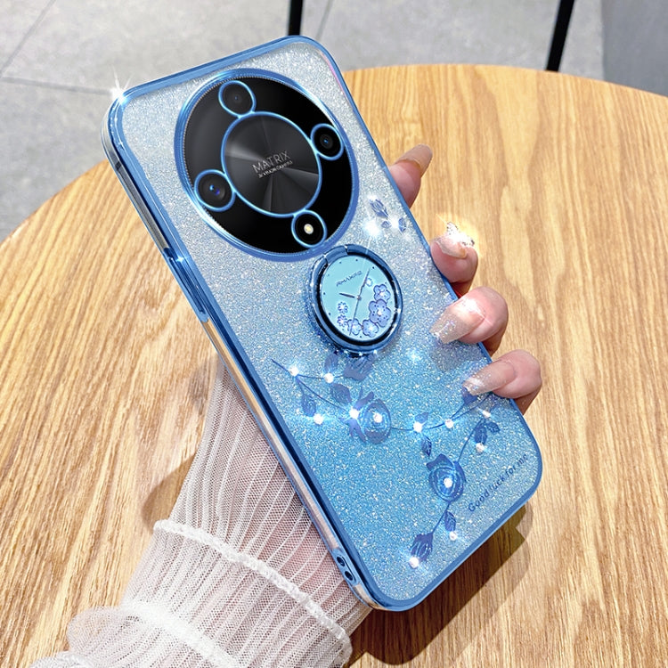 For Honor X9b Gradient Glitter Immortal Flower Ring All-inclusive Phone Case(Blue)