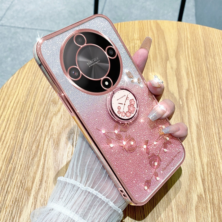 For Honor X9b Gradient Glitter Immortal Flower Ring All-inclusive Phone Case(Pink)