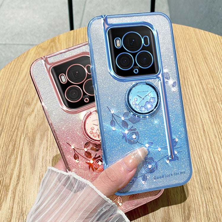 For Honor Magic6 Gradient Glitter Immortal Flower Ring All-inclusive Phone Case(Purple)