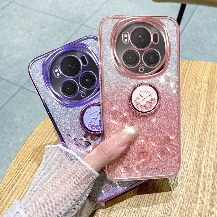 For Honor Magic6 Pro Gradient Glitter Immortal Flower Ring All-inclusive Phone Case(Purple)