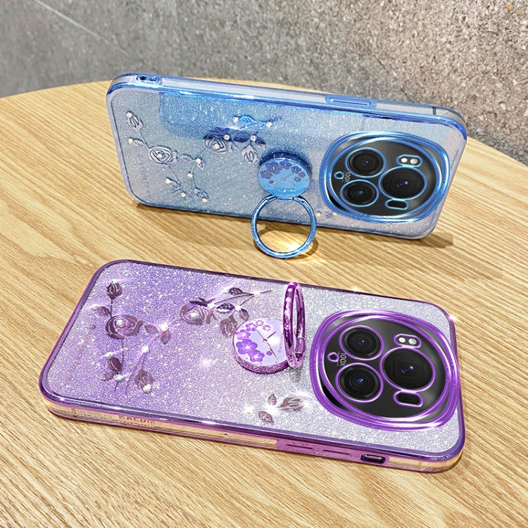 For Honor Magic6 Pro Gradient Glitter Immortal Flower Ring All-inclusive Phone Case(Purple)