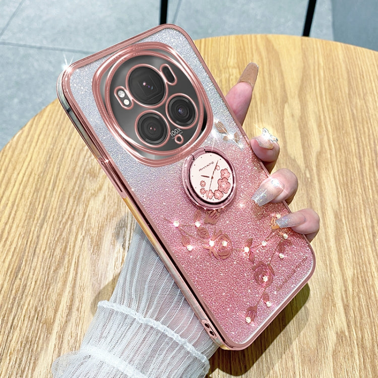 For Honor Magic6 Pro Gradient Glitter Immortal Flower Ring All-inclusive Phone Case(Pink)