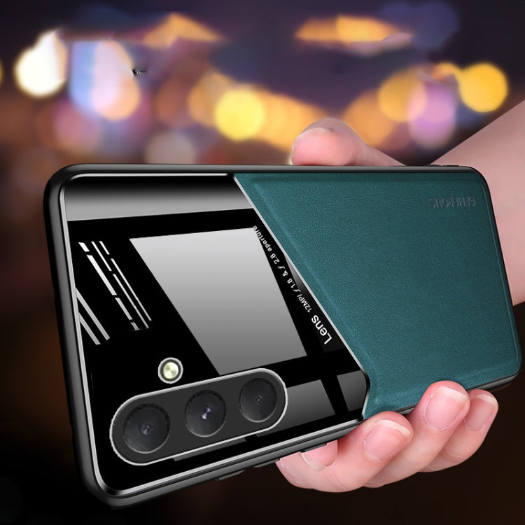 For Samsung Galaxy S24 5G All-inclusive Leather Organic Glass Phone Case with Metal Iron Sheet(Black)