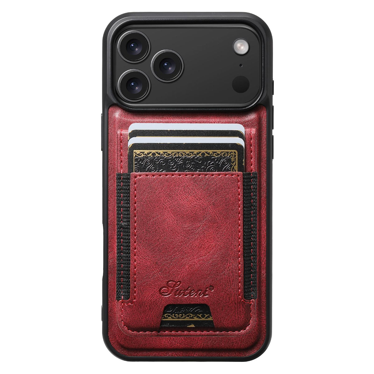 Compatible with iPhone 18 Pro Max Suteni H17 Oil Eax Leather MagSafe Detachable Wallet Phone Case - Red