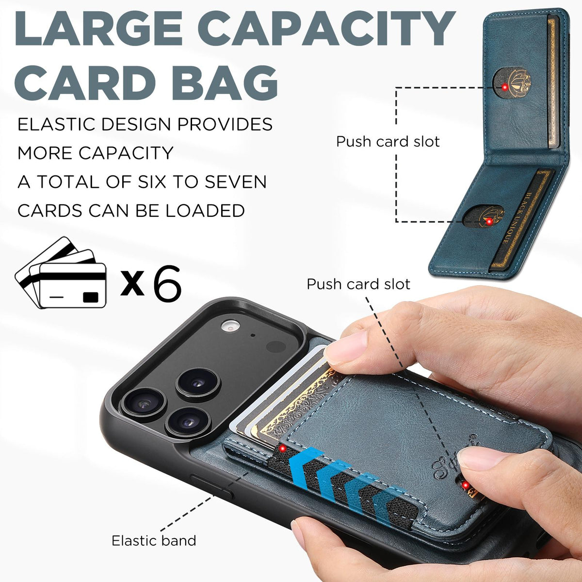 Compatible with iPhone 18 Pro Max Suteni H17 Oil Eax Leather MagSafe Detachable Wallet Phone Case - Blue