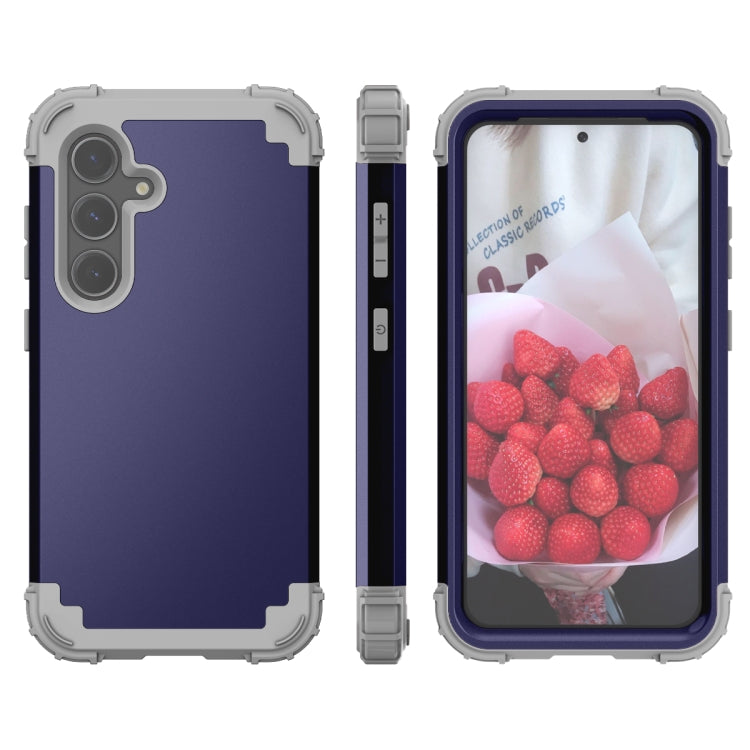 For Samsung Galaxy S24 5G 3 in 1 Silicone Hybrid PC Shockproof Phone Case(Blue)