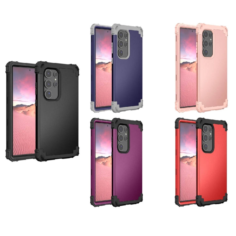 For Samsung Galaxy S24 5G 3 in 1 Silicone Hybrid PC Shockproof Phone Case(Rose Gold)