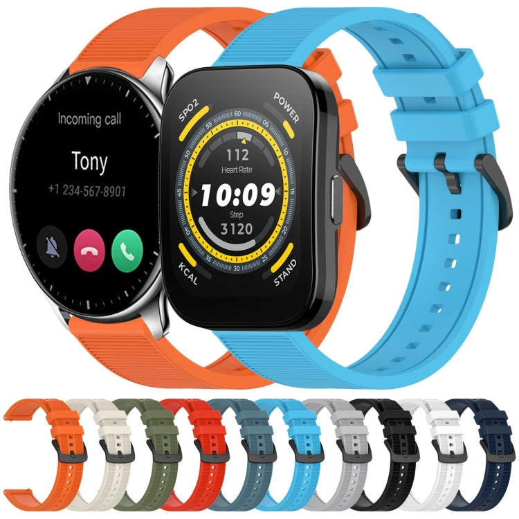 22mm Textured Silicone Solid Color Watch Band, For Amazfit 3