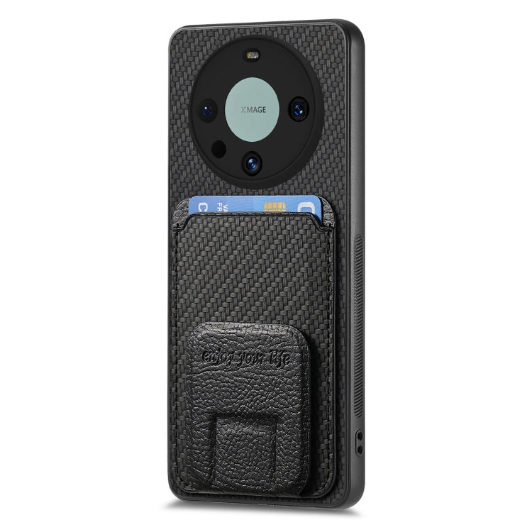 For Honor X9A Carbon Fiber Card Bag Fold Stand Phone Case(Black)