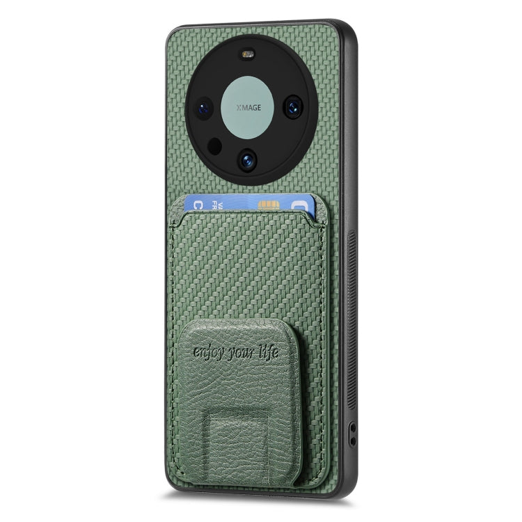 For Honor X9A Carbon Fiber Card Bag Fold Stand Phone Case(Green)