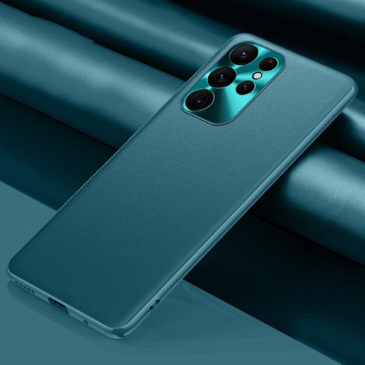 For Samsung Galaxy S24 Ultra 5G Plain-leather All-inclusive Shockproof Phone Case(Green)