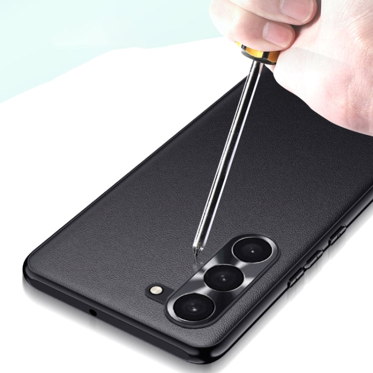 For Samsung Galaxy S24 Ultra 5G Plain-leather All-inclusive Shockproof Phone Case(Black)