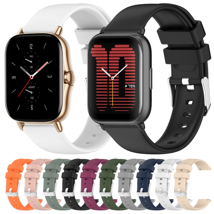 20mm Smooth Solid Color Silicone Watch Band, For Amazfit GTS 2