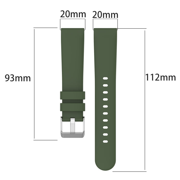 20mm Smooth Solid Color Silicone Watch Band, For Amazfit GTS 2