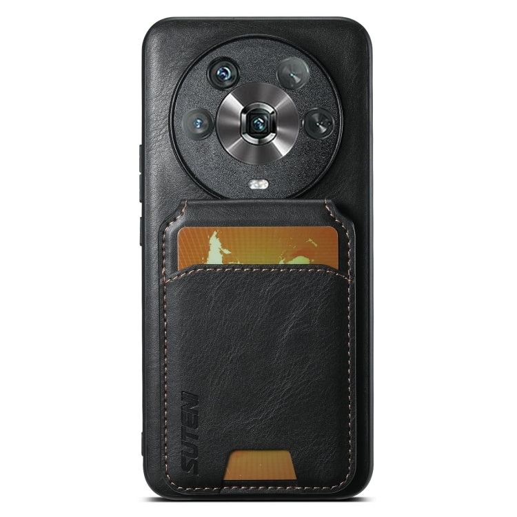 For Honor Magic4 Suteni H02 Leather Wallet Stand Back Phone Case(Black)