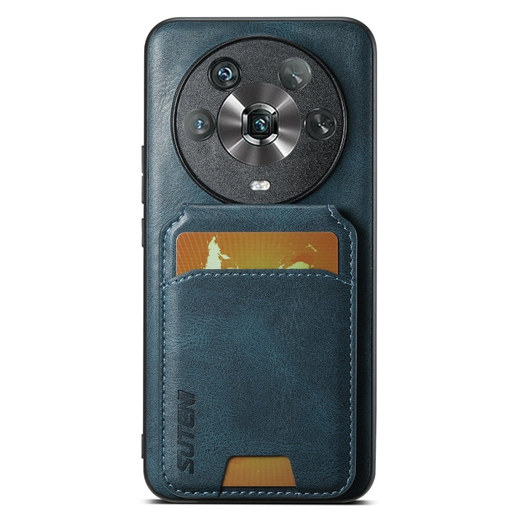 For Honor Magic4 Suteni H02 Leather Wallet Stand Back Phone Case(Blue)
