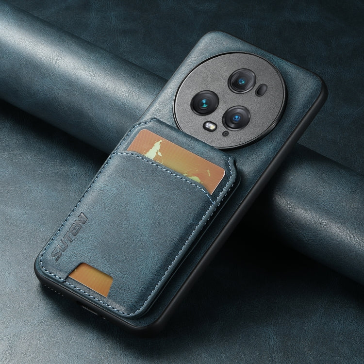 For Honor Magic6 Suteni H02 Leather Wallet Stand Back Phone Case(Blue)