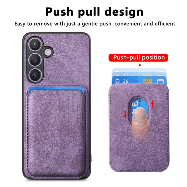 For Samsung Galaxy S24 5G Retro Leather Card Bag Magnetic Phone Case(Purple)