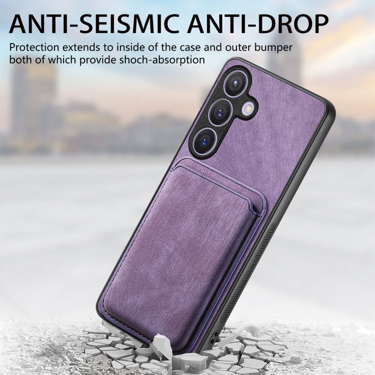 For Samsung Galaxy S24 5G Retro Leather Card Bag Magnetic Phone Case(Purple)