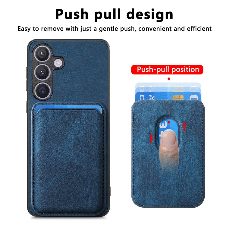 For Samsung Galaxy S24 5G Retro Leather Card Bag Magnetic Phone Case(Blue)