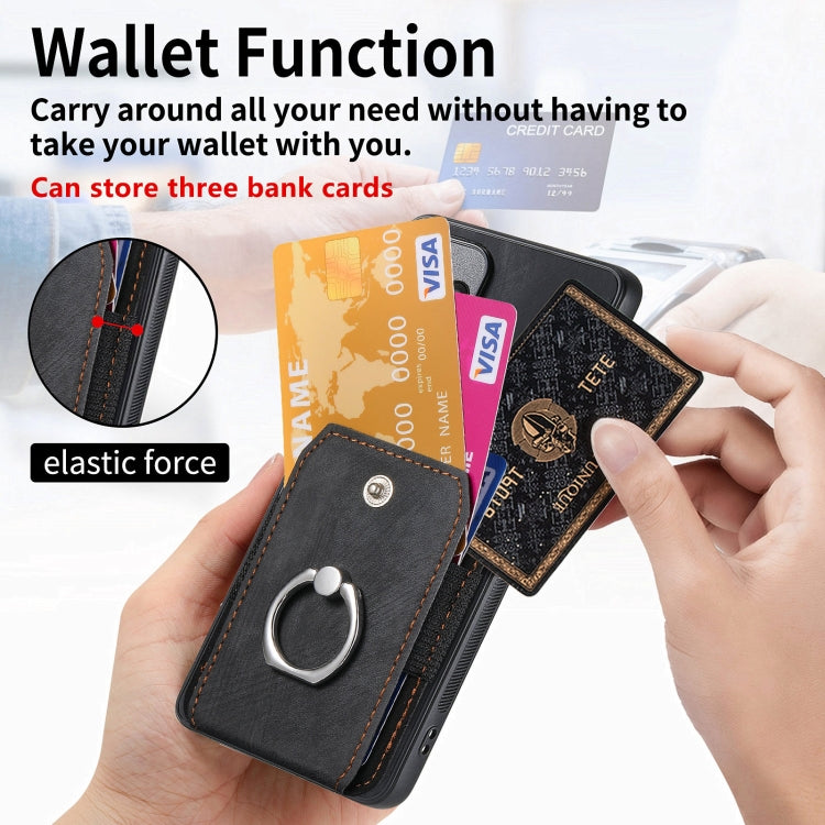 For Samsung Galaxy S24 5G Retro Skin-feel Ring Card Wallet Phone Case(Black)
