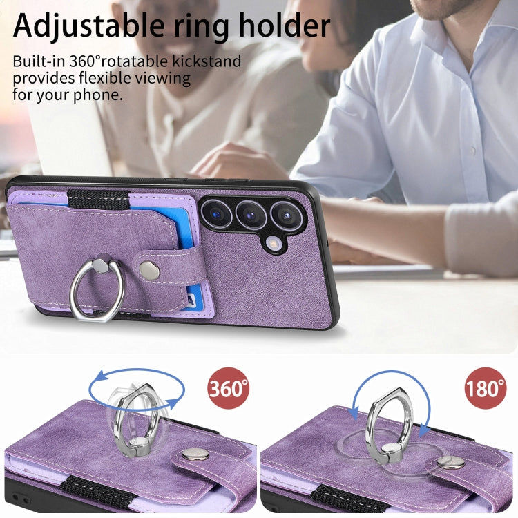 For Samsung Galaxy S24 5G Retro Skin-feel Ring Card Wallet Phone Case(Purple)