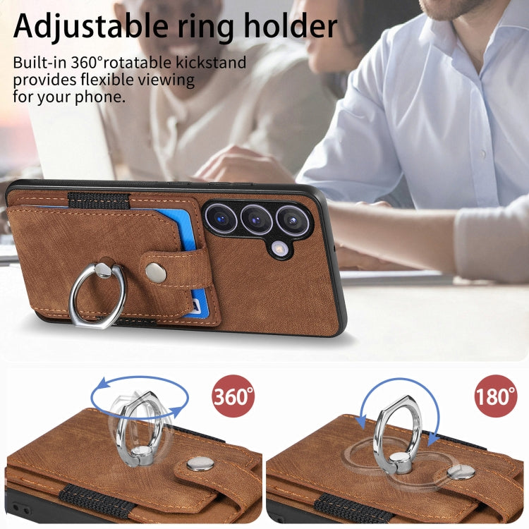 For Samsung Galaxy S24 5G Retro Skin-feel Ring Card Wallet Phone Case(Brown)