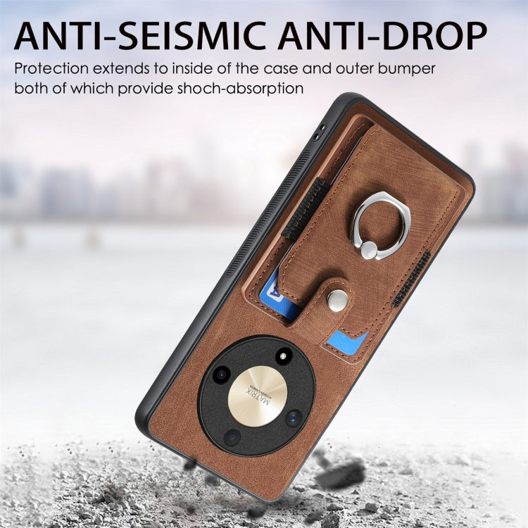 For Honor X9b Retro Skin-feel Ring Card Wallet Phone Case(Brown)